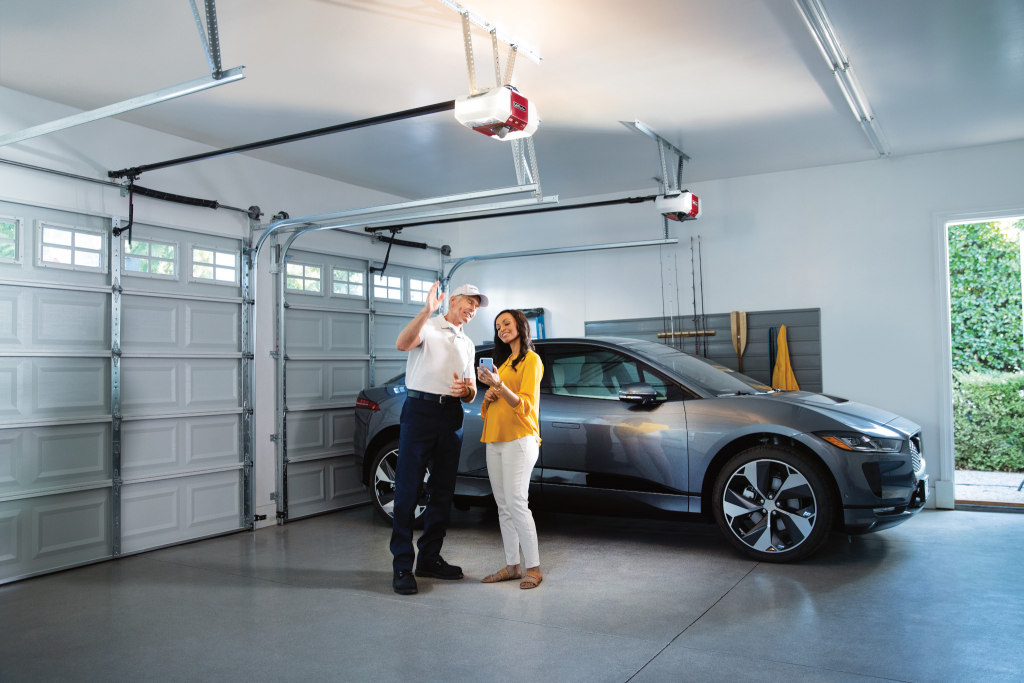 LiftMaster Dealer and Homeowner in Garage with Opener