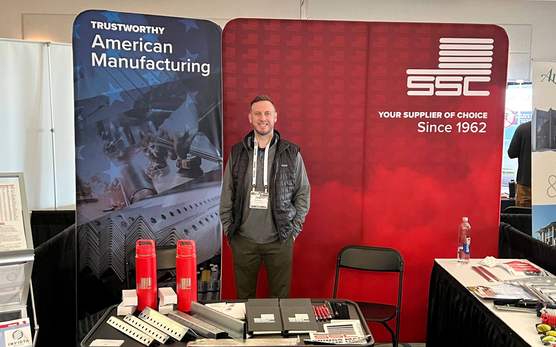 SSC Event Booth with SSC springs, products, brochures and sales representative