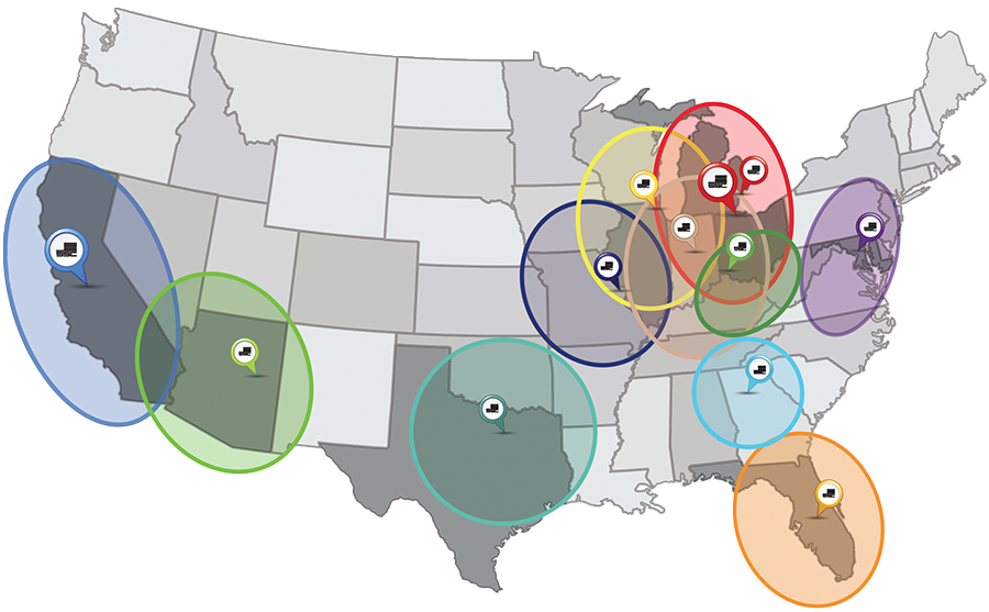 SSC Service Center Shipping Map 2025